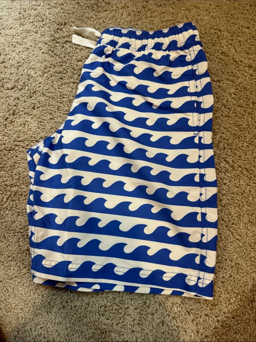 NWOT Hanna Andersson Blue and White Wave-Print Swim Shorts